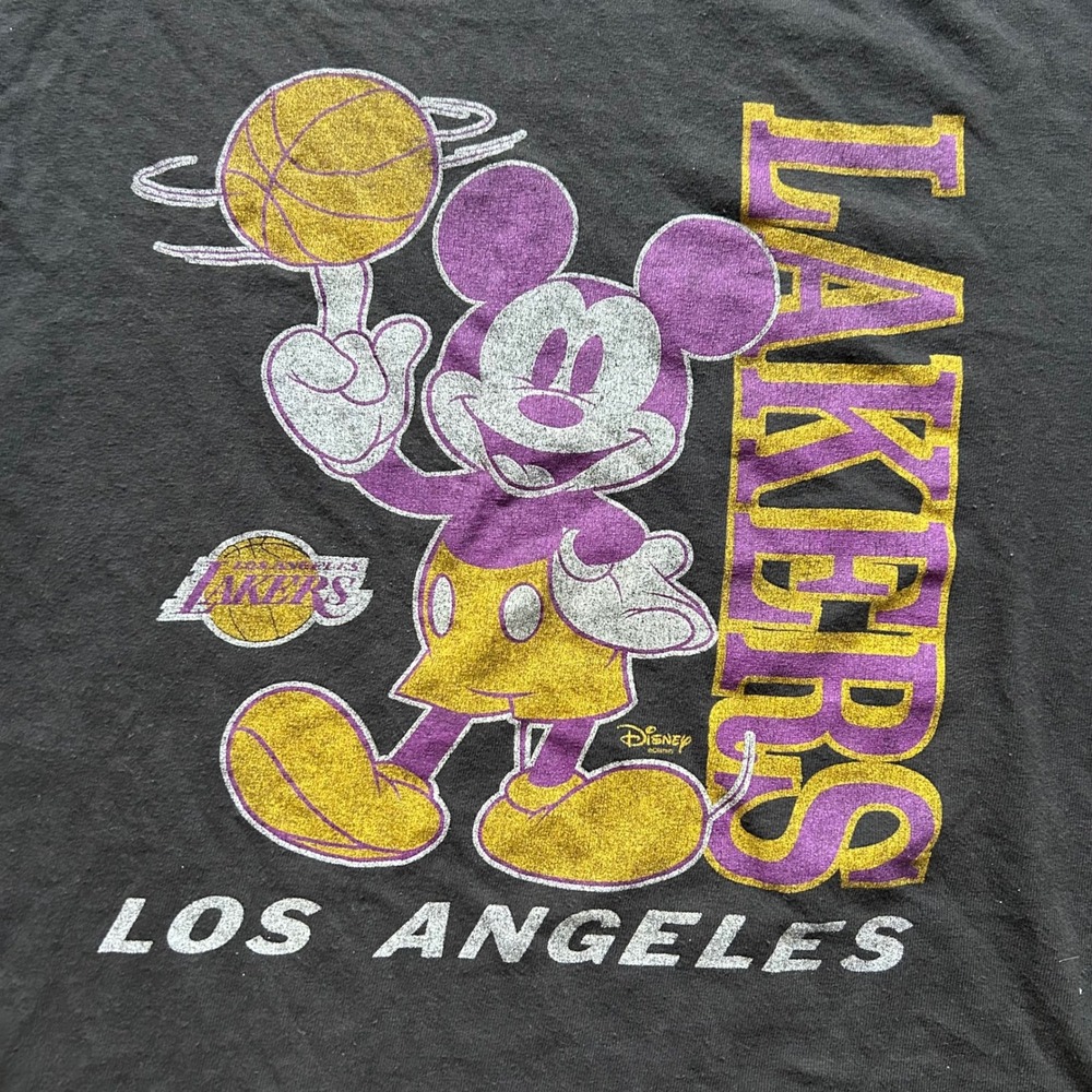 Junk‎ Food LA Lakers Mickey Mouse T-Shirt M Faded Black Disney Graphic NBA Tee - Picture 2 of 7
